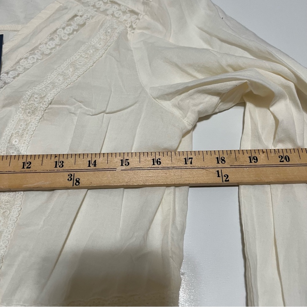 NWT Universal Thread Women's Ruffle Long Sleeve Lace Trim Blouse- Cream (S) - Picture 6 of 9